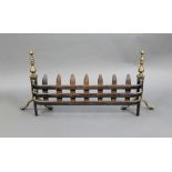 19thc. Brass & Cast Iron Fire Guard Basket Front