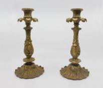 Pair of Heavy Vintage Decorative Brass Candlesticks