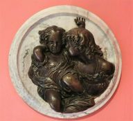 Antique Bronze Plaque E. W. Wyon Children at Play c.1848