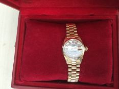 Ladies Boxed Rolex 18CT Yellow Gold, Oyster Architecture-BEZEL-Mother of Pearl and Diamond Dot Dial.