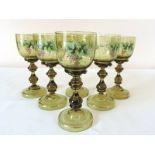 Antique Art Nouveau Fritz Heckert Wine Glasses - Roemer Hock Glasses