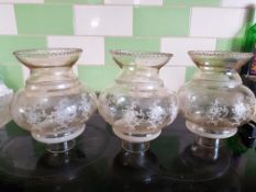 Three Vintage Glass Funnels for Oil Lamps