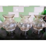 Three Vintage Glass Funnels for Oil Lamps