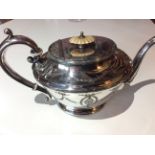 Antique highly decorative English tea pot silver plated