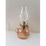 Vintage Pink Glass Oil Lamp