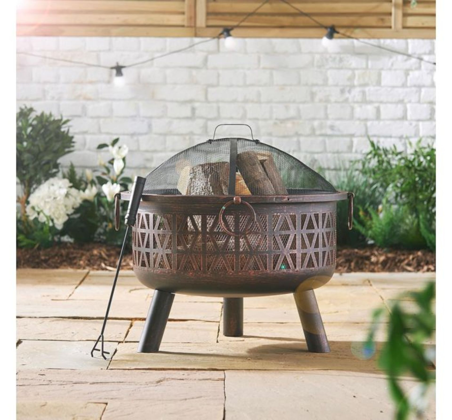 (LT35) Geo Fire Pit Burn logs or charcoal, using the protective dome spark guard Heat-resista... - Image 3 of 3