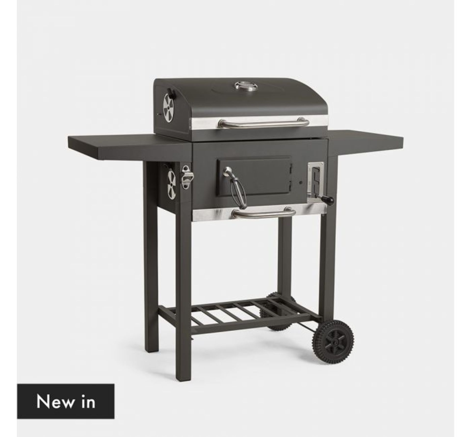 (LT3) Compact Charcoal Barbecue Compact barbecue with porcelain coated cooking grill 2 x side... - Image 2 of 4