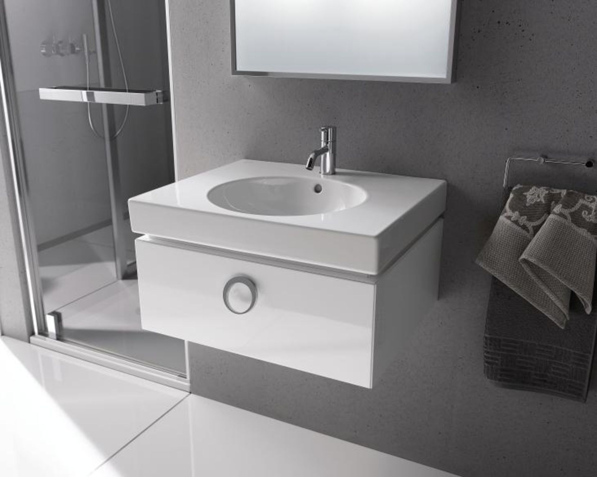 (WS34) Keramag Geberit Preciosa II 600mm White Gloss Vanity Unit. RRP £749.99. Comes complete ...