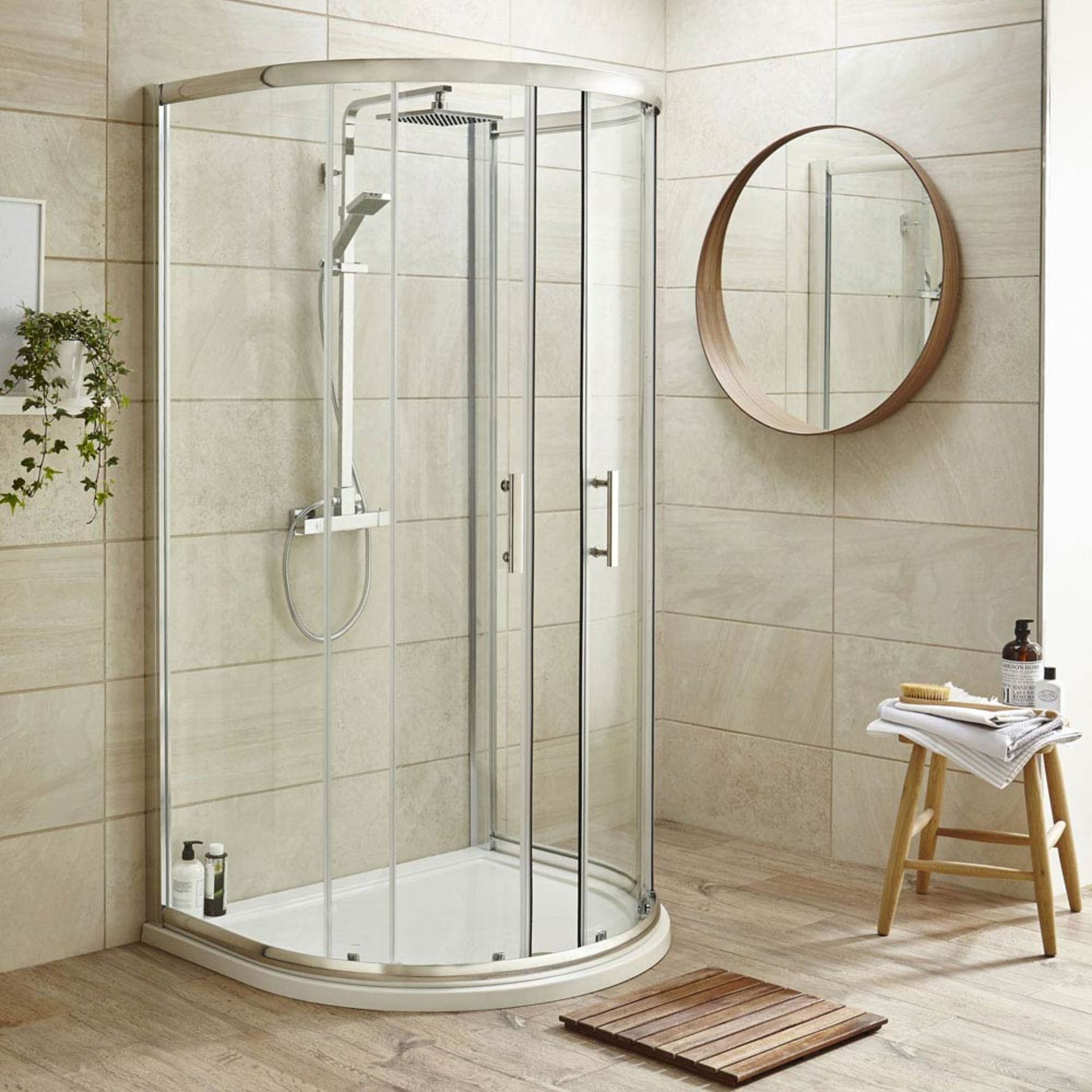 (PC41) Twyfords 770mm Hydro D Shape White Shower tray. Low profile ultra slim design Gel coate...( - Image 3 of 3