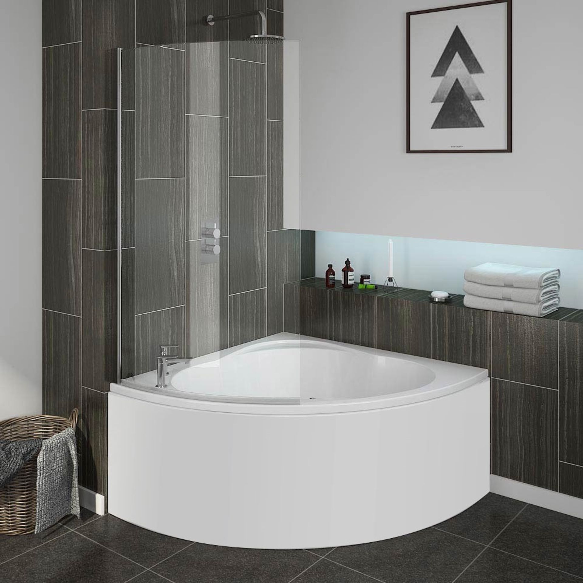 (WS9) Twyfords 1200x200mm Corner Bath with panel. Supplied with a acrylic bath front panel Ba...