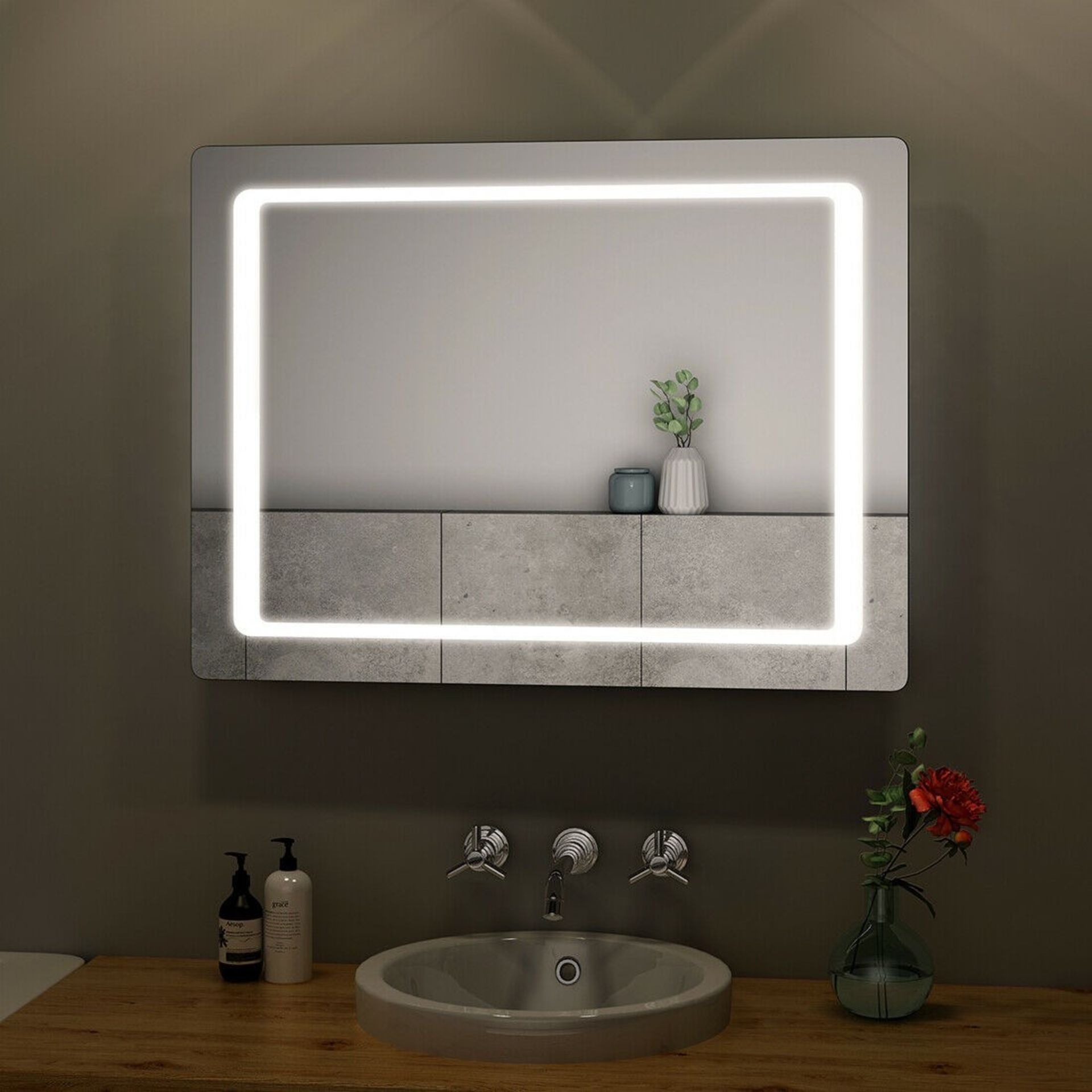 500x700mm Quaser Illuminated Mirror. LED Bathroom Mirror With Lights Illuminated Demister Pad ... - Image 3 of 3