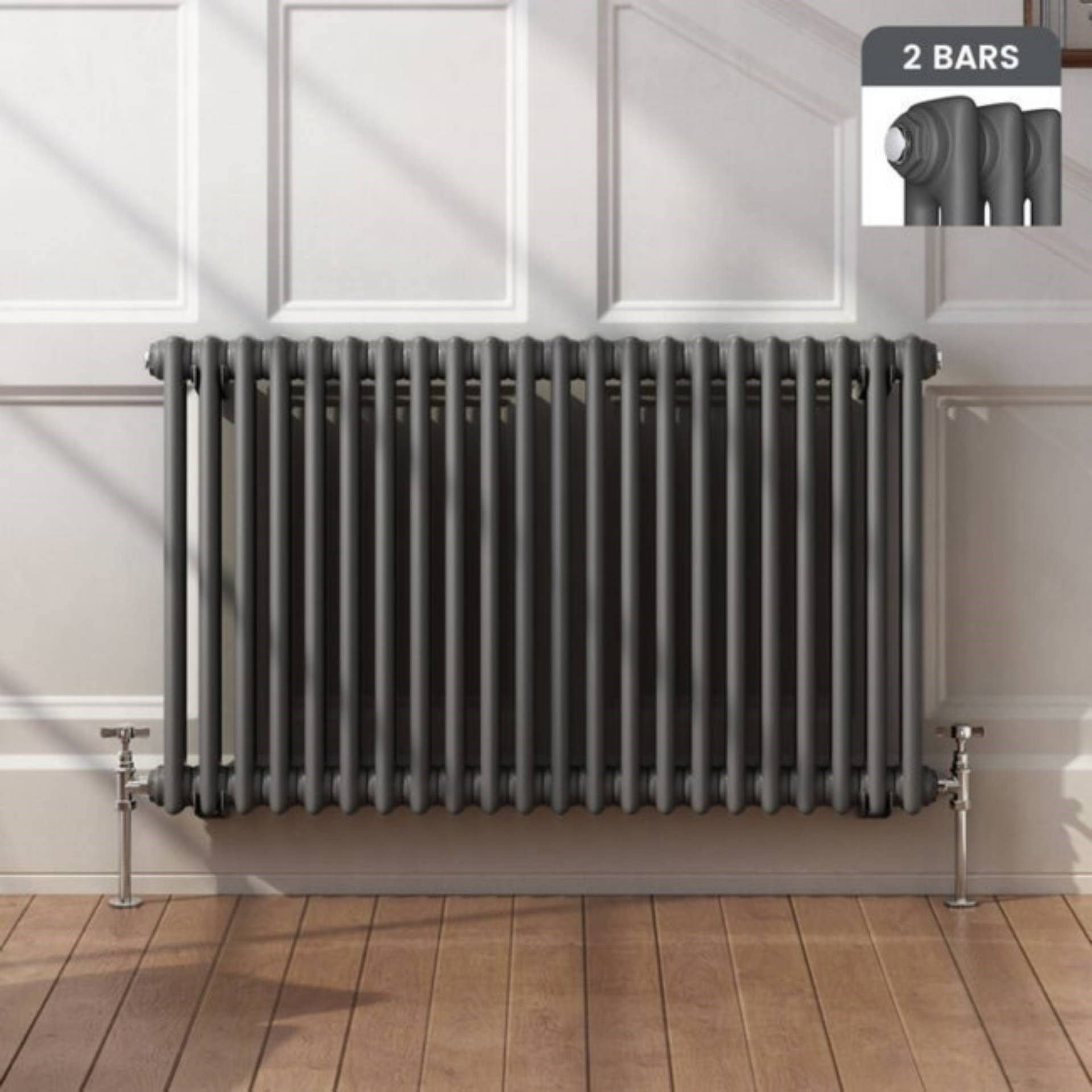 600x1008mm Anthracite Double Panel Horizontal Colosseum Traditional Radiator. RRP £549.99.RCA...