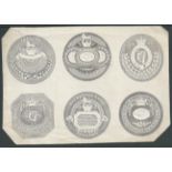 G.B. - Ireland c.1840 Exchequer Fund Ireland 10/-, 10/6, 13/-, 1, 2, 3 Guineas Revenue Stamps