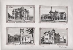 SWA / NAMIBIA 1984 Historic Swakopmund set: original artwork in pen and ink and grey wash for the f