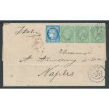 France 1872 Entire to Naples, franked by Third Republic 1871