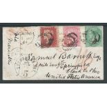 Egypt 1861 Cover with enclosed letter from Cairo to the USA bearing a GB 1d red