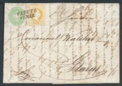 Liechtenstein - Austria Used In 1868 (Mar 27) Entire letter from Christoph Wrangler, to Glares