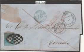 Puerto Rico 1857 Entire to Rivadeo Combination Spanish Colonies/British P.O Crown Circle via Lon...