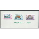 Tristan Da Cunha 1977 Silver Jubilee set, S.G. 212-214 each stamp handstamped large sans-serif