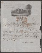 G.B. IRELAND 1853 Entire Letter headed with an attractive engraving of Loretto Abbey at Rathfarnha