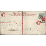 Gibraltar 1903 2d postal stationery registration envelope (vertical fold) size K used to Austria