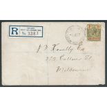 British Solomon Islands 1917 (June 1) Registered cover to Melbourne bearing KGV 4d cancelled