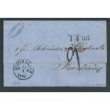 German States - Hamburg / Denmark 1863 Stampless Entire Letter to Bordeaux