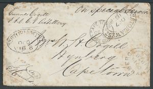 Cape of Good Hope 1878 Stampless Soldiers cover (faults) to Cape Town .endorsed "On Special Servi...