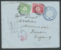 Tristan Da Cunha 1934 Stampless cover to England endorsed by Mrs Gatano Lavarello