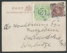 G.B. - Railway Letters 1896 1/2d Postal stationery postcard to Weybridge