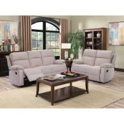 Brand New Boxed 3 Seater Plus 2 Seater New Jersey Reclining Sofas In Beige Fabric