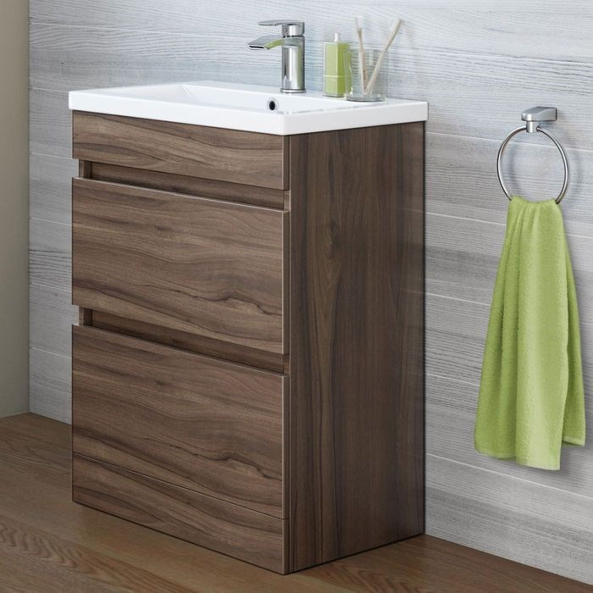 PALLET TO CONTAIN 6 x BRAND NEW BOXED 600mm Trent Walnut Effect Double Door Sink Cabinet - Floo... - Image 2 of 4