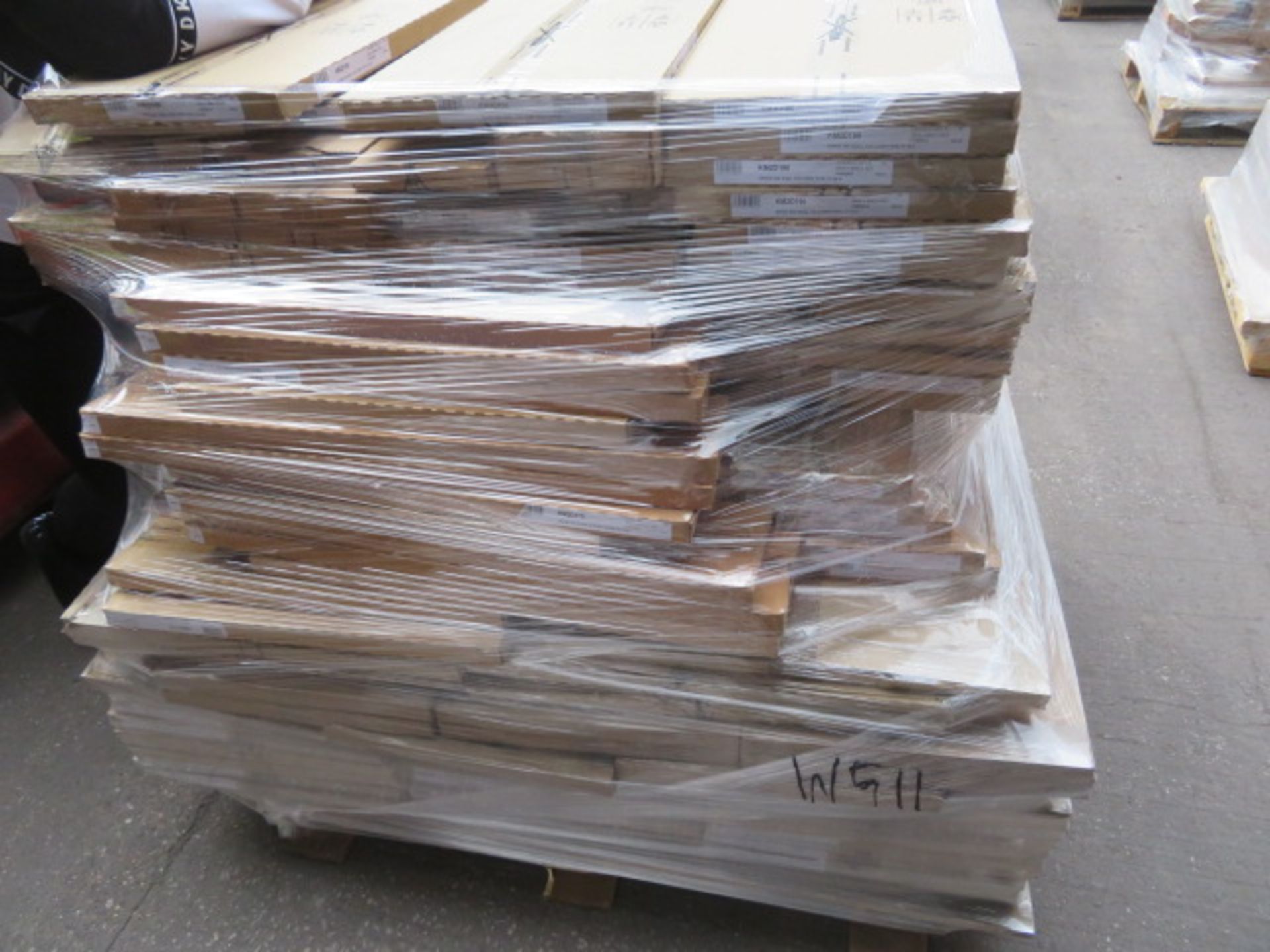 (WG11) Pallet To Contain 80 Items Of New Kitchen Stock. To Include: IVORY GLOSS BIFOLD DOORS, ...