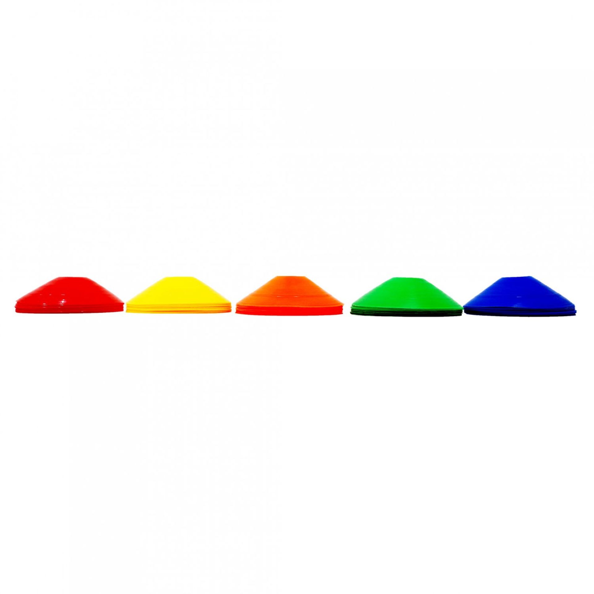 (SK89) 50x Multi Coloured Sports Training Markers Discs Cones w/ Stand This set of 50 traini... - Image 2 of 2