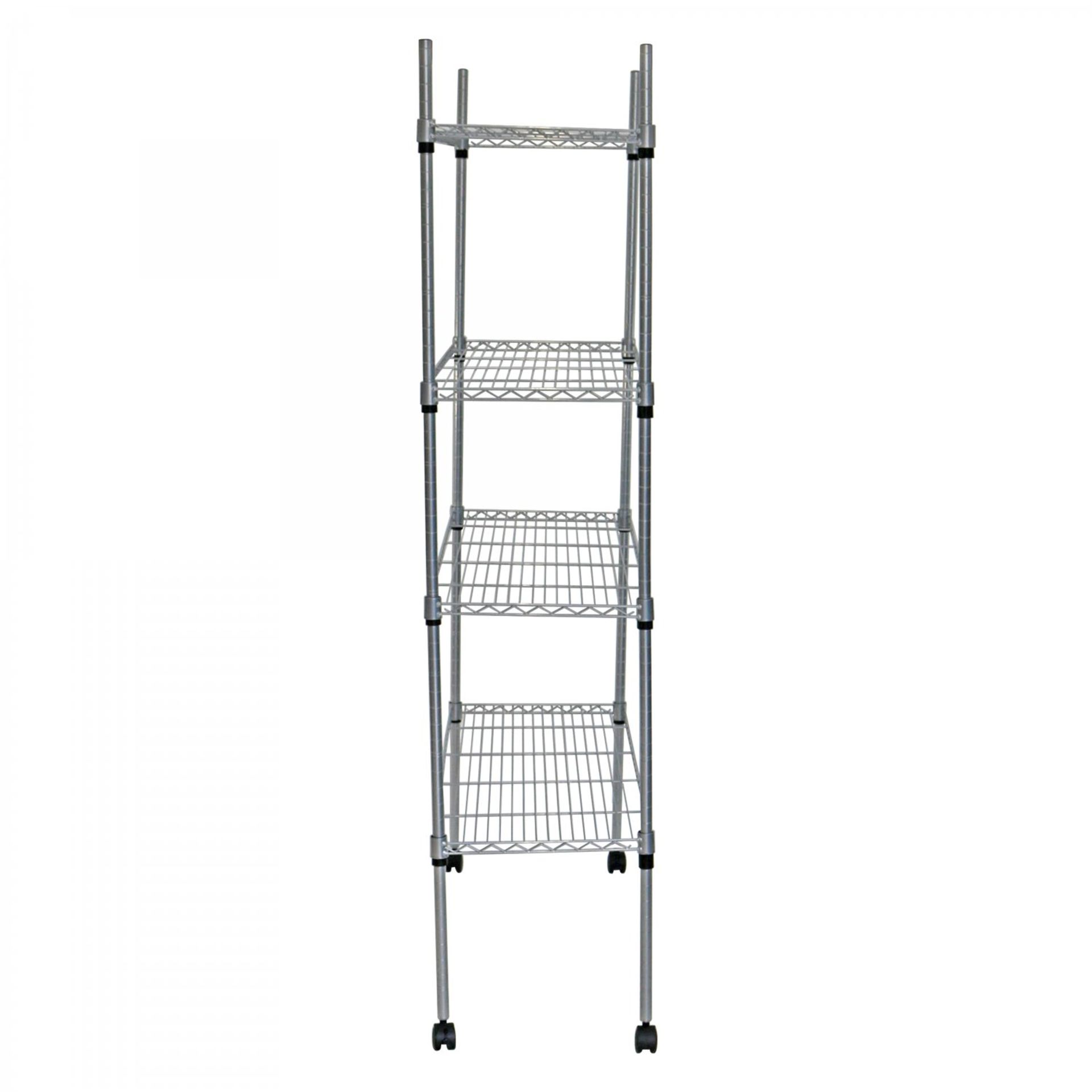 (SK11) 4 Tier Heavy Duty Steel Wire Rack Kitchen Storage Unit w/ Wheels The 4 tier shelving ... - Image 2 of 2