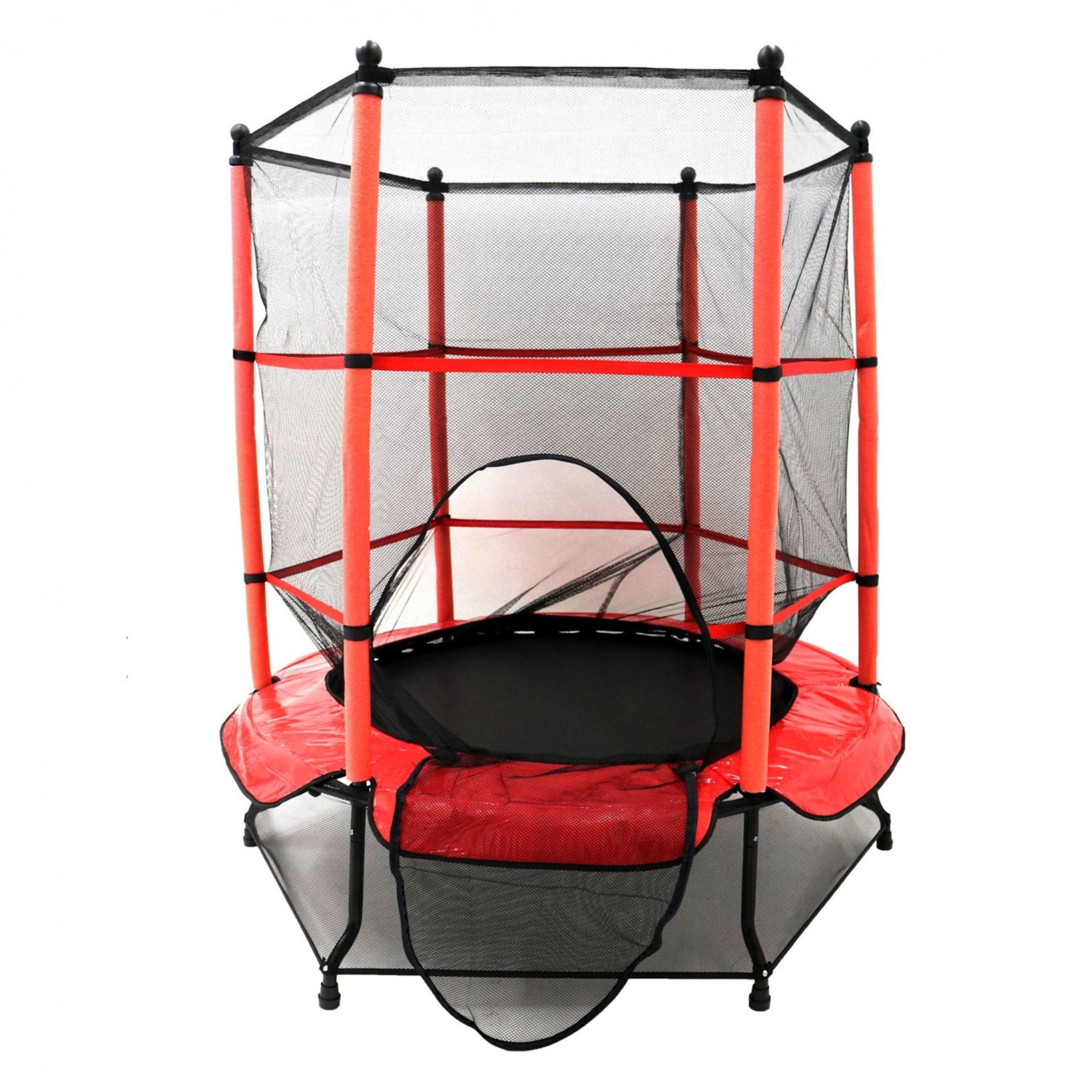 (SK4) 55" Kids Trampoline with Safety Net and Red Cover Garden Outdoor Diameter: 55" - Mat H...