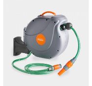 (GE104) 20m Garden Hose Reel Powerful spring automatically retracts the hose back into its cas...