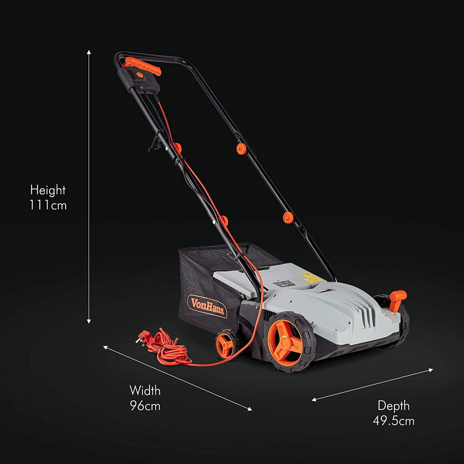 (GE97) Lawn Rake - 1300W Garden Rake with 4 Depth Settings - 32cm Working Width & 28L Collectio... - Image 3 of 3