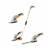 (GE34) 7.2V 2 in 1 Grass and Hedge Trimmer with Telescopic Handle and Trolley Wheel