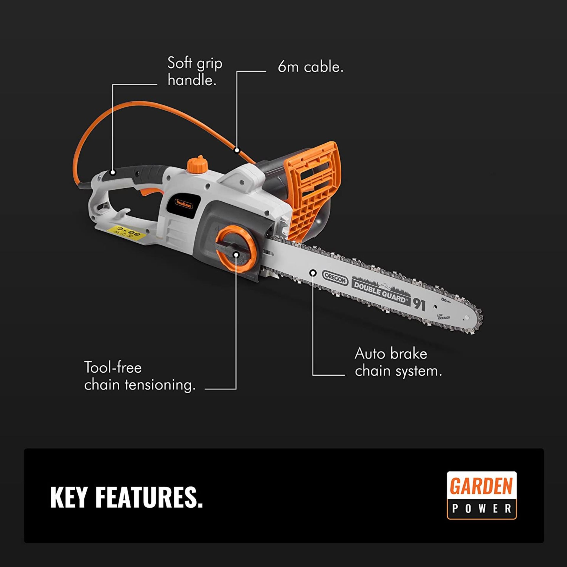 (GE64) 2200W Chainsaw With 16” Oregon Chain – Great For Carpentry & Gardening - Image 3 of 3