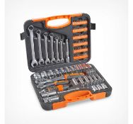 (GE44) 104pc Socket Set High quality tempered carbon steel with chrome vanadium on selected pa...