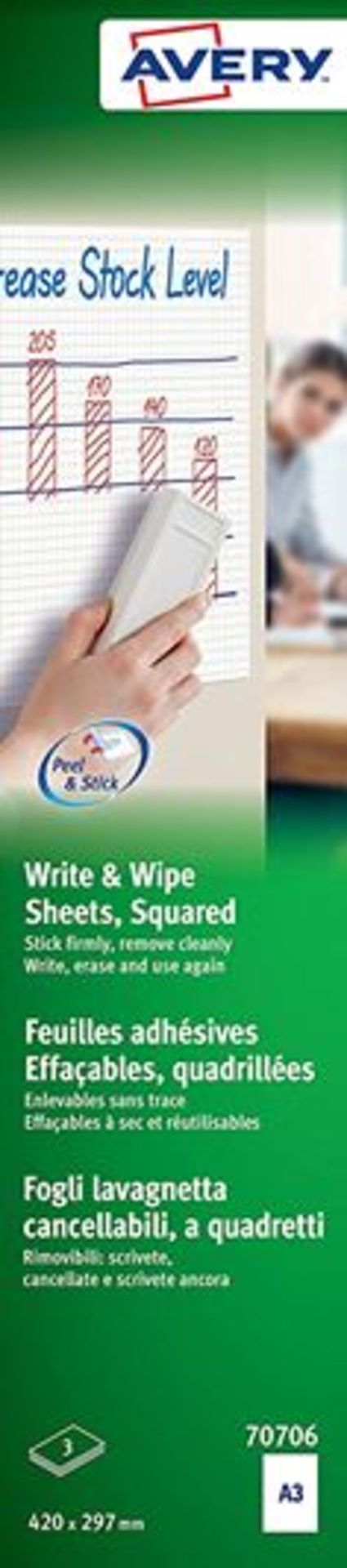 50 X Avery 70706 Write And Wipe A3 Adhesive Dry Erase Sheet