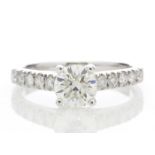 18ct White Gold Single Stone Diamond Ring With Stone Set Shoulders (1.02) 1.32 Carats