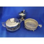 Group of three Vintage Silver Plate and Chrome Plate Jam and Bon Bon Containers.