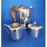 Vintage Mid Century Modern Picquot Ware 3 Piece Set Including, Coffee Pot, Milk Jug, Sugar Bowl