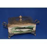 Antique R. Broadhead & Co silver plate and pottery sardine box.