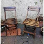 Pair Vintage Child's Folding Garden Chair, Lovely Rustic Style