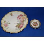 Limoges porcelain small miniature decorative plate and Larger Limoges Plate