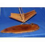 Vintage Wooden Folding Fruit Basket. Olive wood cheese board with carved mouse.