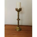 Large Antique Brass Church Candlestick / Candle Holder Ecclesiastical Gothic